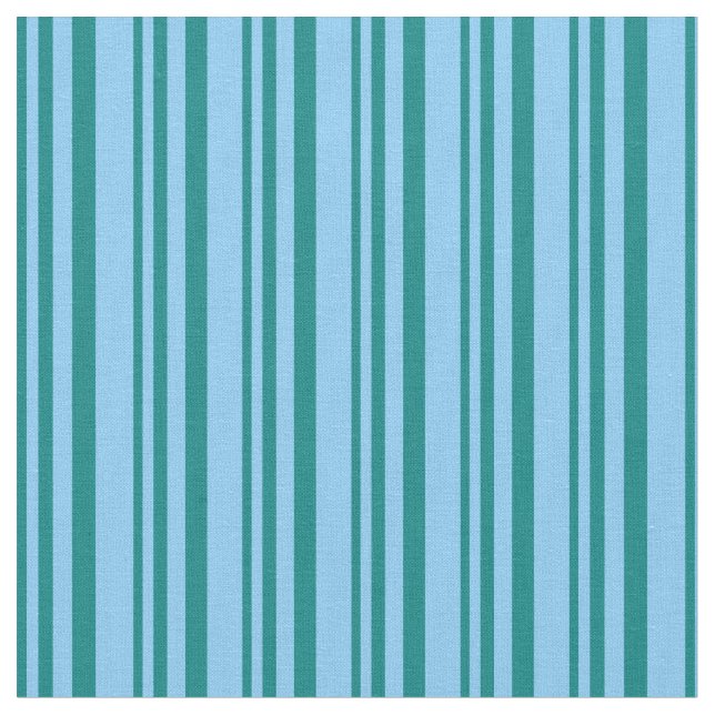 Teal and Light Sky Blue Coloured Stripes Fabric (Close Up)