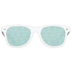 Teal and Light Teal Heart Design Retro Sunglasses