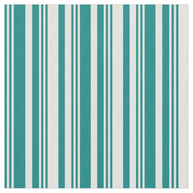 Teal and Light Yellow Coloured Stripes Pattern Fabric (Close Up)