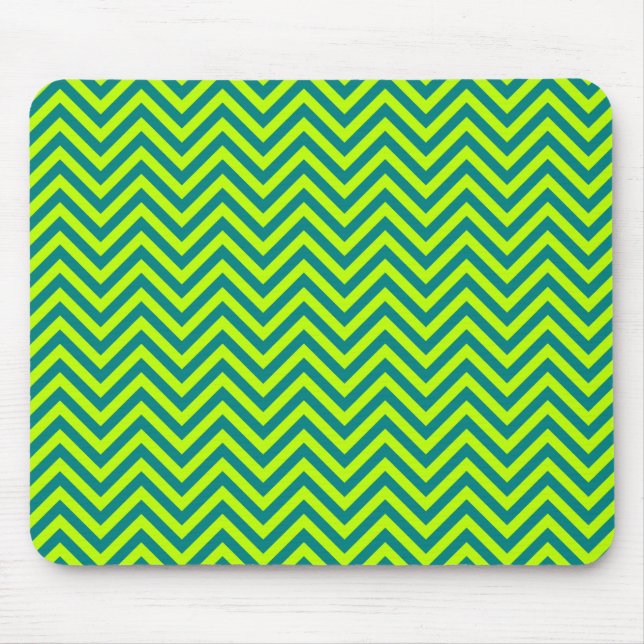 Teal And Lime Green Chevron Pattern Mouse Pad (Front)