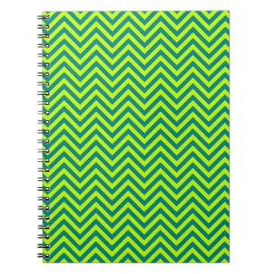 Teal And Lime Green Chevron Pattern Notebook