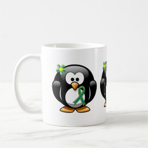 Teal and Lime Green Penguin Coffee Mug