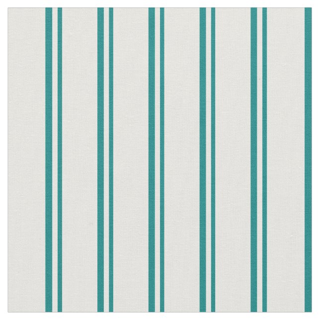 Teal and Mint Cream Coloured Lines Fabric (Close Up)