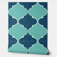 Teal and navy blue moroccan pattern
