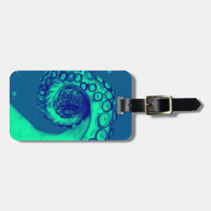 Teal and Navy Nautical Octopus Tentacle Luggage Tag