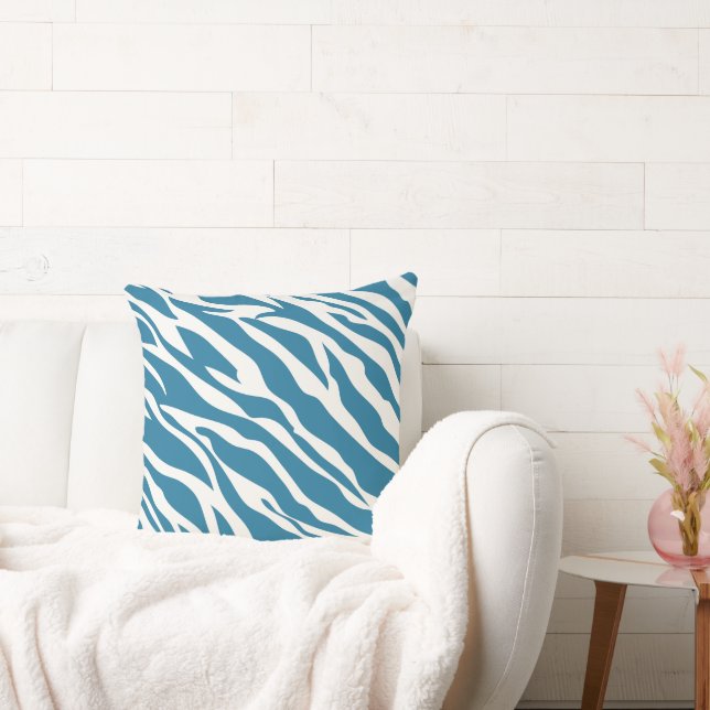Teal and Off White Zebra Design Pillow (Couch)