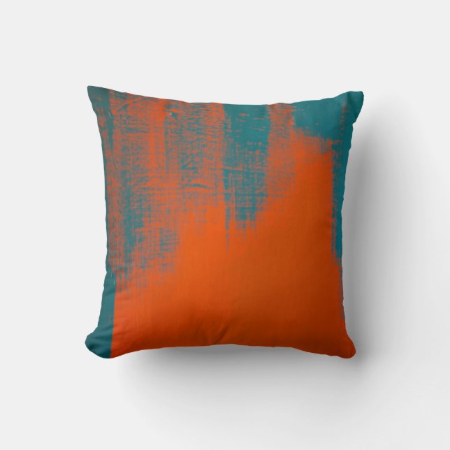 Teal and Orange Brush Stroke (front and back) Cushion (Front)