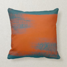 Teal and Orange Design Script Cotton Pillow