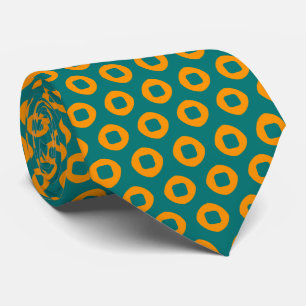 Teal and Orange Dot Circle Pattern  Tie