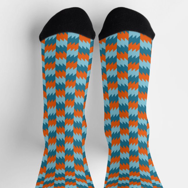 Teal and orange geometric socks (Top)
