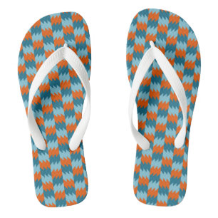 Teal and orange geometric thongs