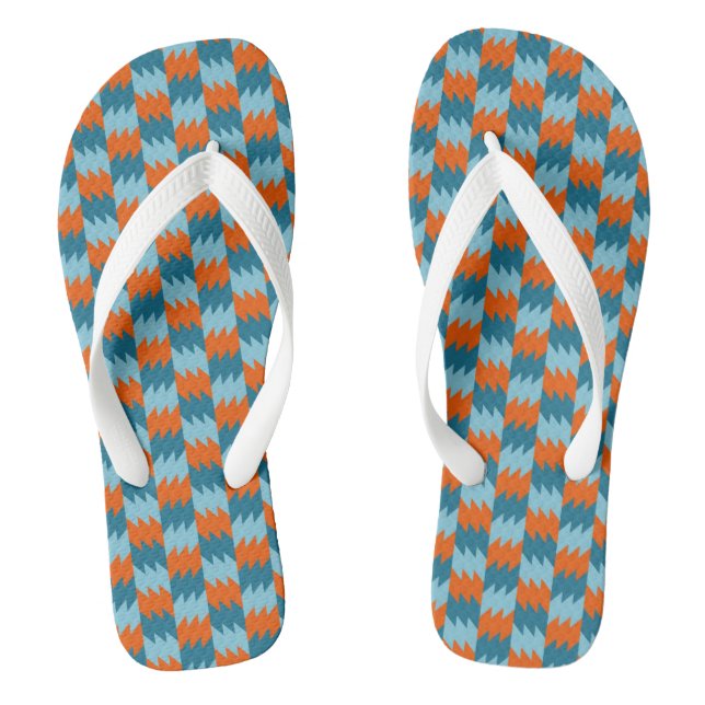 Teal and orange geometric thongs (Footbed)