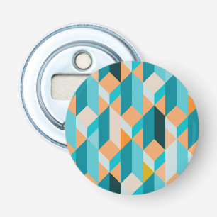 Teal And Orange Shapes Pattern Bottle Opener