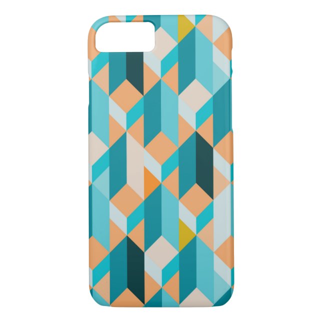 Teal And Orange Shapes Pattern Case-Mate iPhone Case (Back)