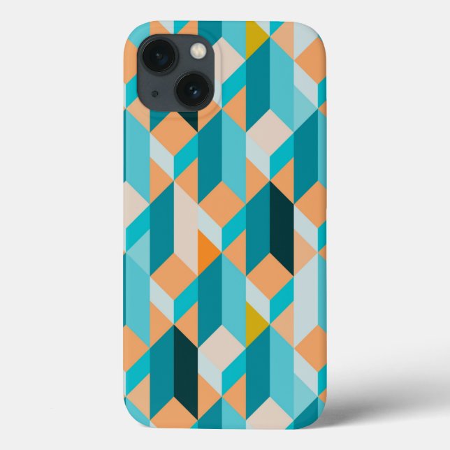 Teal And Orange Shapes Pattern Case-Mate iPhone Case (Back)