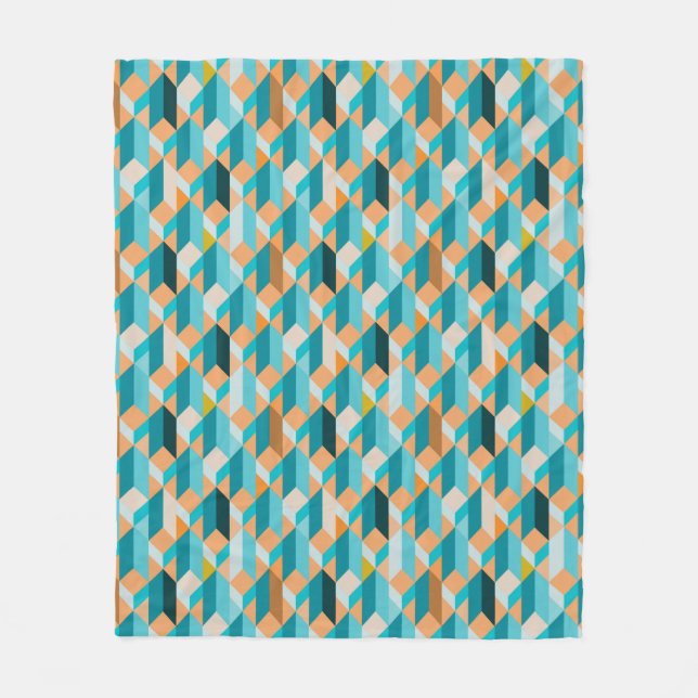 Teal And Orange Shapes Pattern Fleece Blanket (Front)