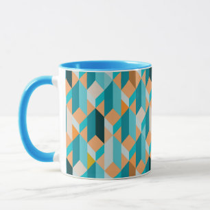 Teal And Orange Shapes Pattern Mug