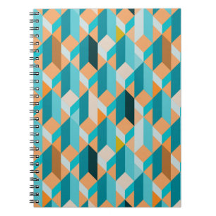 Teal And Orange Shapes Pattern Notebook