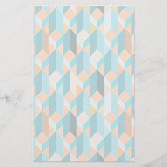 Teal And Orange Shapes Pattern Stationery (Front)