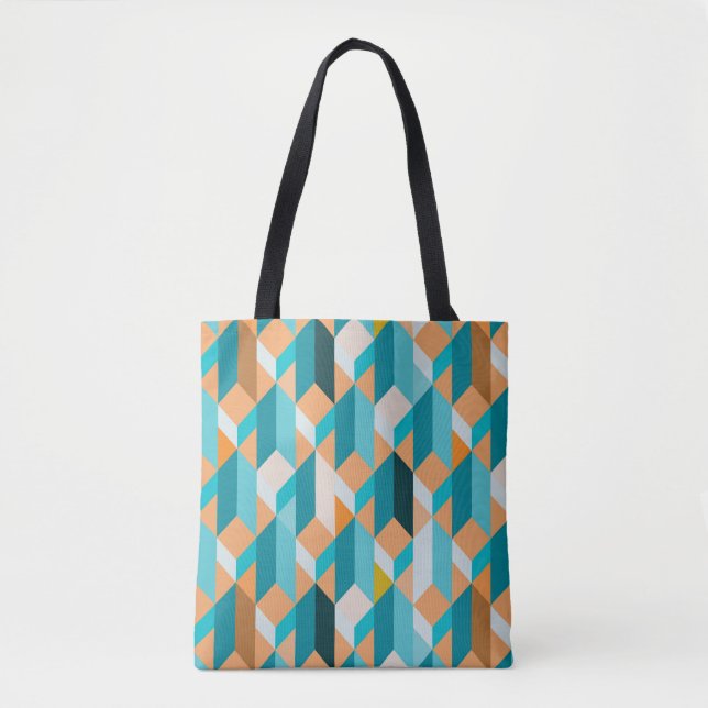 Teal And Orange Shapes Pattern Tote Bag (Front)
