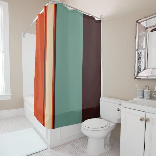 Teal and Orange Shower Curtain (In Situ)