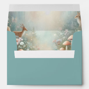 Teal and Peach Enchanted Forest Wedding Envelope