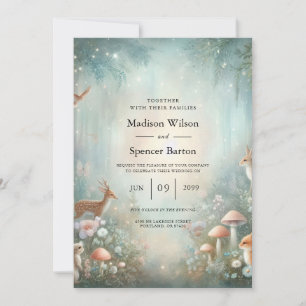 Teal and Peach Enchanted Forest Wedding Invitation