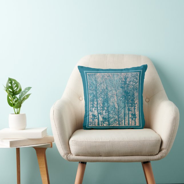 Teal and Peach Foliage Cushion (Chair)