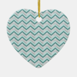 Teal and Pearls ZigZag Ceramic Tree Decoration