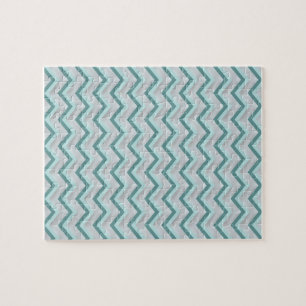 Teal and Pearls ZigZag Jigsaw Puzzle