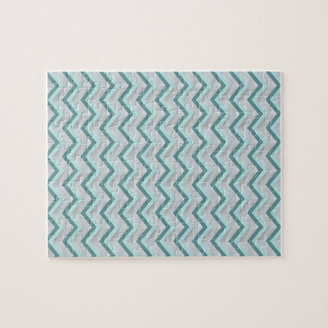 Teal and Pearls ZigZag Jigsaw Puzzle (Horizontal)