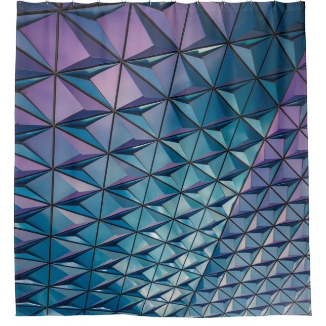 Teal and pink artwork shower curtain (Front)