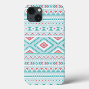 Teal and Pink Aztec Tribal Pattern iPhone 13 Case