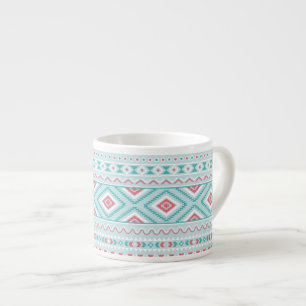 Teal and Pink Aztec Tribal Pattern Espresso Cup