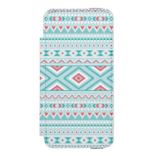 Teal and Pink Aztec Tribal Pattern Incipio Watson™ iPhone 5 Wallet Case