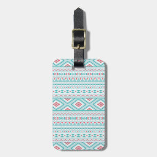 Teal and Pink Aztec Tribal Pattern Luggage Tag