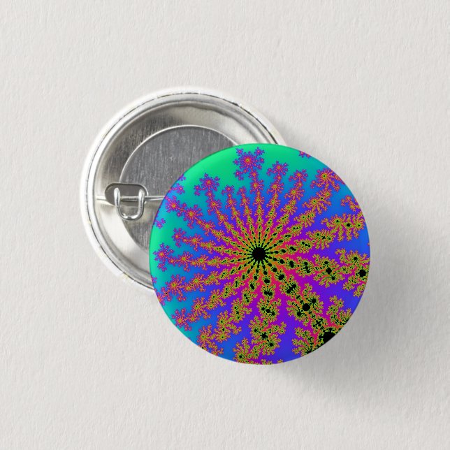 Teal and Pink Burst 3 Cm Round Badge (Front & Back)