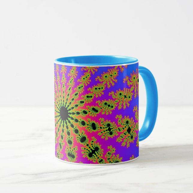 Teal and Pink Burst Mug (Front Right)