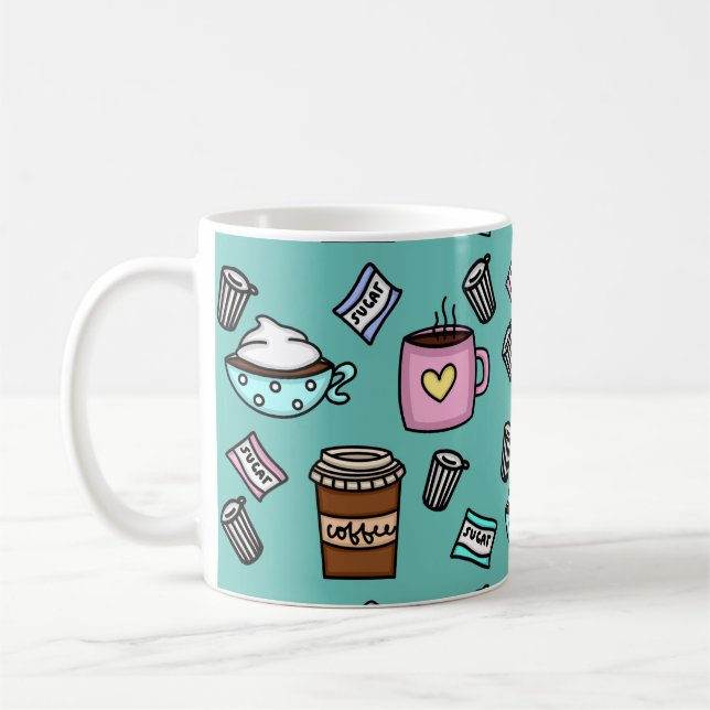 Teal and pink cute coffee mug (Left)