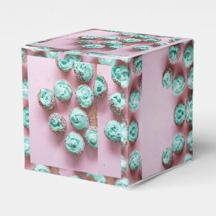 Teal and Pink Cute Mini Cupcakes Favour Box