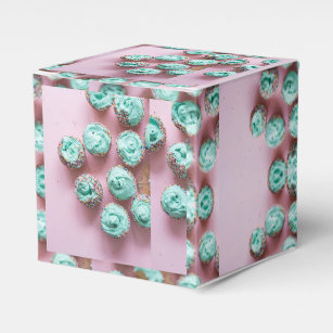 Teal and Pink Cute Mini Cupcakes Favour Box