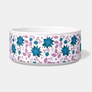 Teal and Pink Floral Pattern Modern Botanical