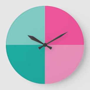 Teal and Pink Modern Art Color-block Wall Clock