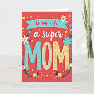 Teal And Pink Mum Mothers Card