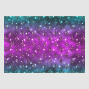 Teal and Pink Ombre Glitter Celestial Pattern Tissue Paper