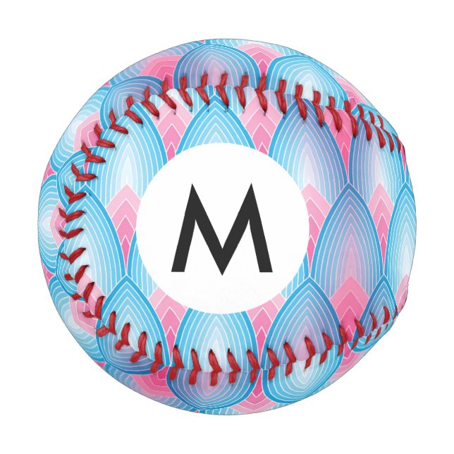 Teal And Pink Petal Pattern Baseball (Front Left)