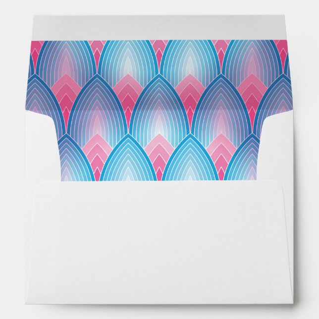 Teal And Pink Petal Pattern Envelope (Back (Bottom))