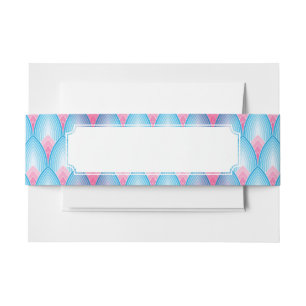Teal And Pink Petal Pattern Invitation Belly Band