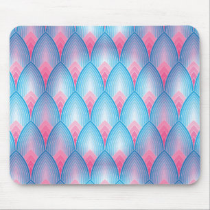 Teal And Pink Petal Pattern Mouse Pad
