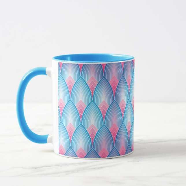 Teal And Pink Petal Pattern Mug (Left)